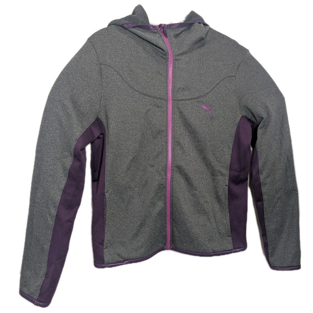 Puma Hoodie Women's XLarge Training Full Zip Sport LifeStyle Jacket Purple Gray